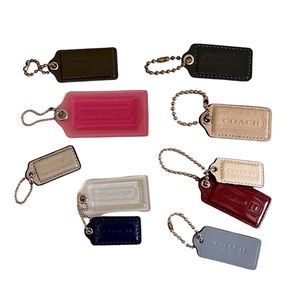 AUTHENTIC LOT COACH TAGS PINK BLUE NAVY CREAM BAG PURSE ACCESSORY KEY CHARM HANG